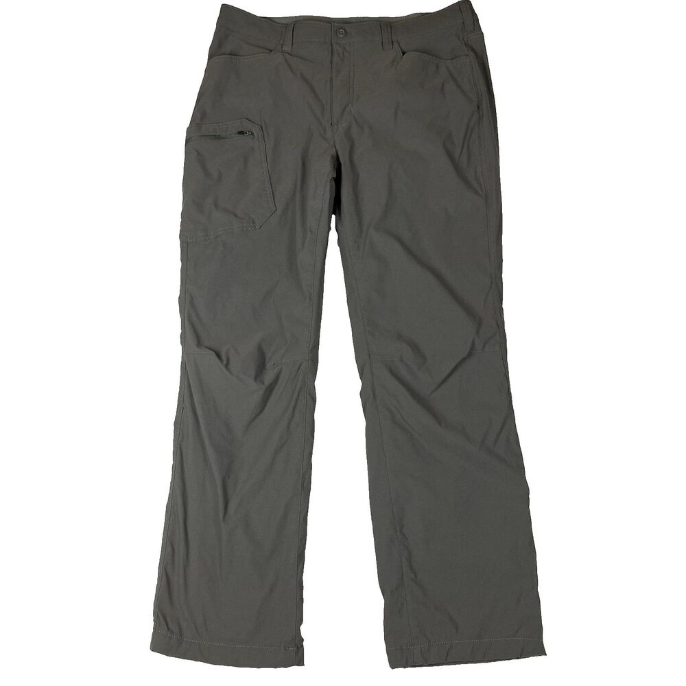 Eddie Bauer Mens 36x32 Fleece Lined Tech Pants Gray Hiking Outdoor Stretch